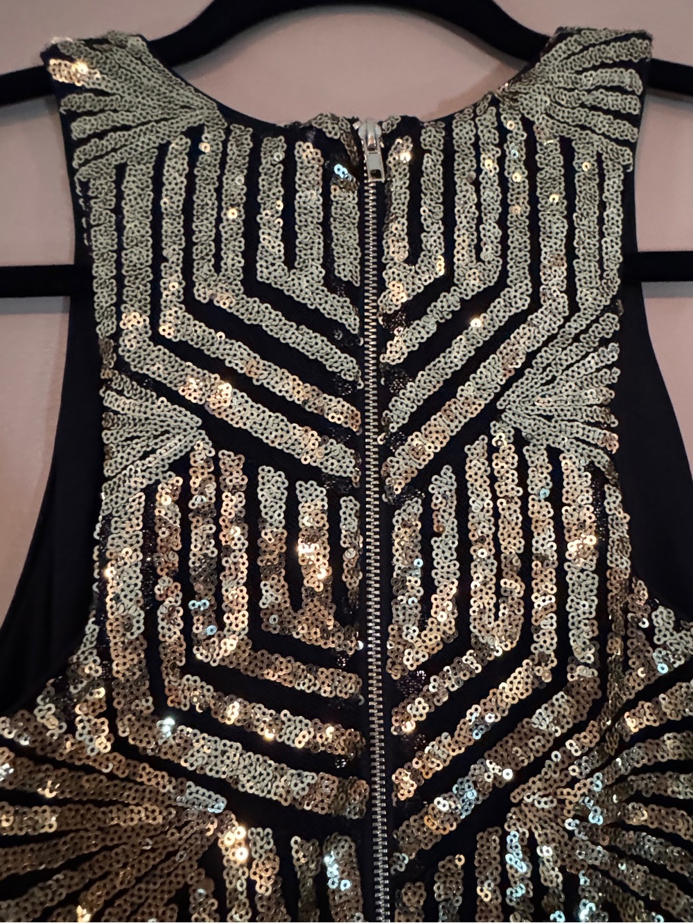 Lulu's Gold and Black Sequin Geometric Mini Dress - Picture 8 of 11